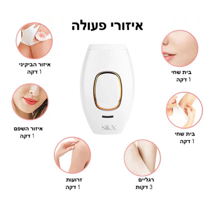 SilkX™  מכשיר לייזר ביתי להסרת שיער ללא כאב – 5 רמות להתאמה אישית מושלמת