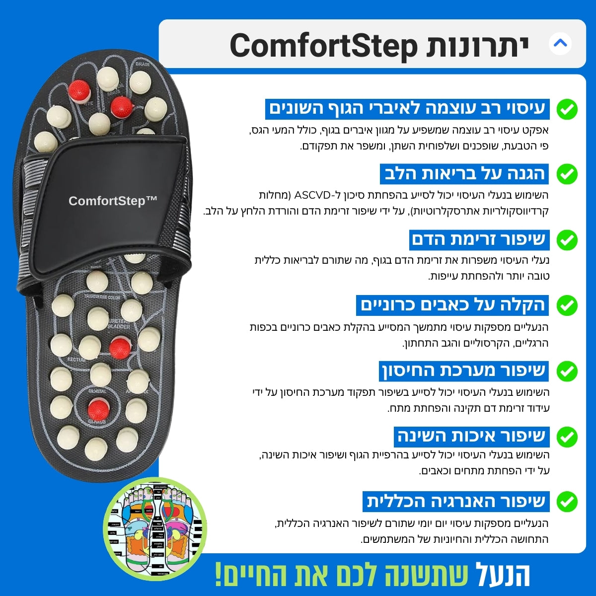 ™ComfortStep -  נעל רפלקסולוגית לטיפול כולל בכאבים ובבעיות בריאותיות+🎁מתנה