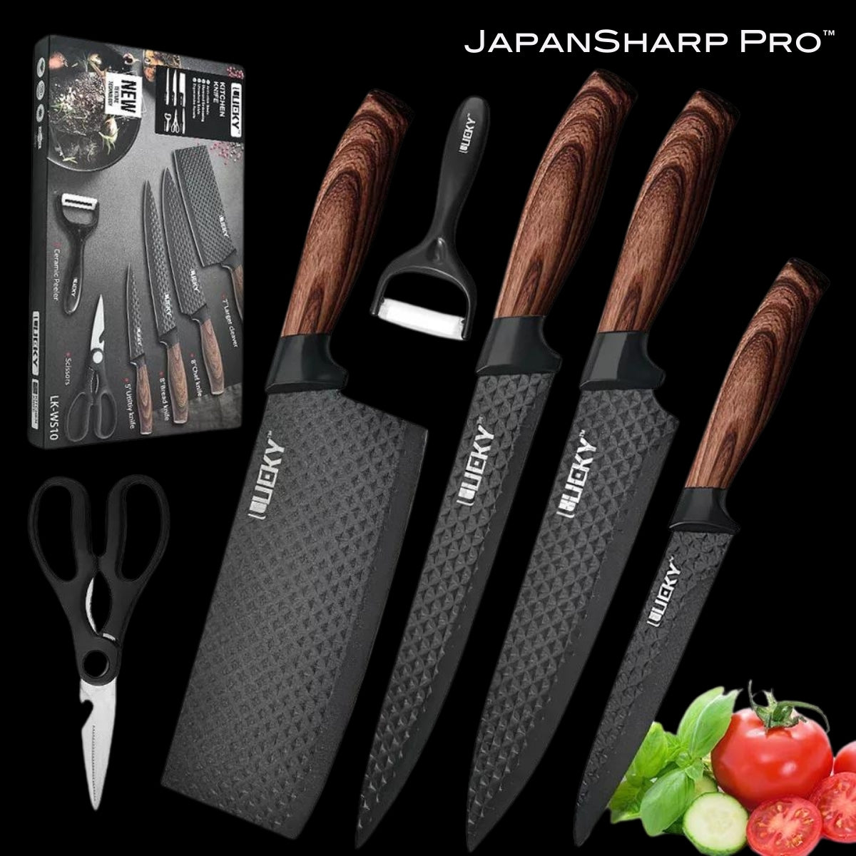 JapanSharp Pro™ - סט סכינים יפני מקצועי לשף חדות ודיוק יפני