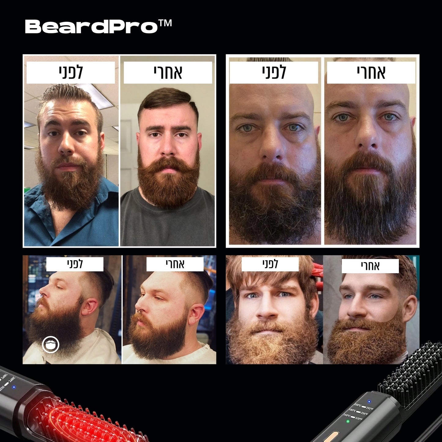 BeardPro™ - מעצב זקן נטען לגברים  - עיצוב והחלקה מושלמים לזקן חלק ומסודר