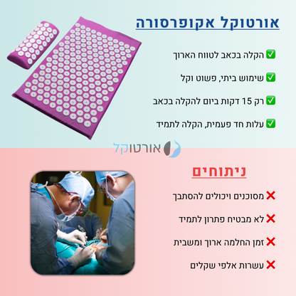 אורטוקל אקופרסורה - מזרן לחץ נקודתי להקלה מיידית בכאבי גב צוואר וכתפיים