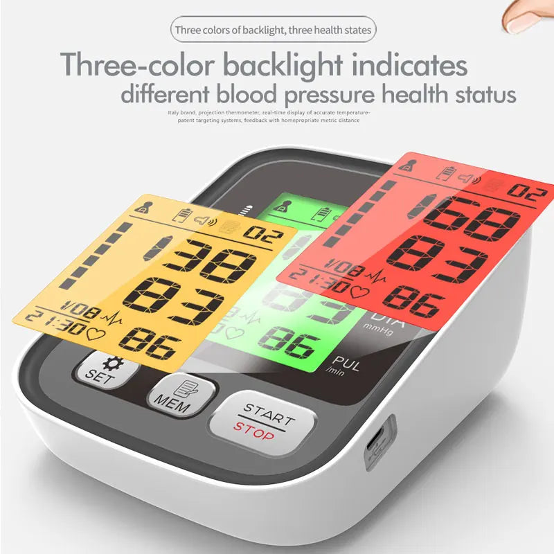 JianYouCare Digital LCD arm tensiometers Blood Pressure Monitor Heart rate Meter Large Cuff Sphygmomanometer Portable Tonometer