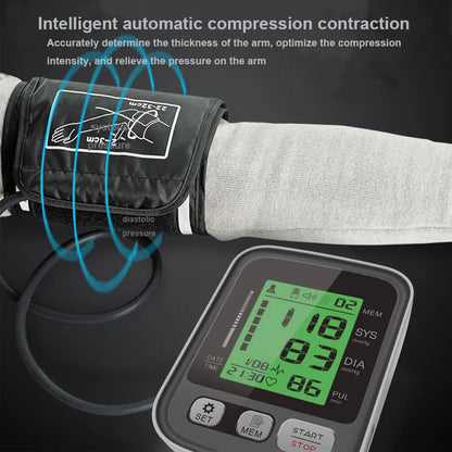 JianYouCare Digital LCD arm tensiometers Blood Pressure Monitor Heart rate Meter Large Cuff Sphygmomanometer Portable Tonometer