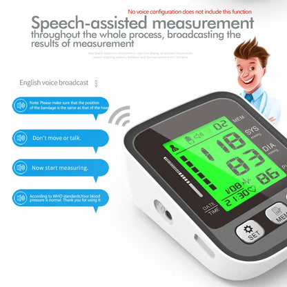 JianYouCare Digital LCD arm tensiometers Blood Pressure Monitor Heart rate Meter Large Cuff Sphygmomanometer Portable Tonometer